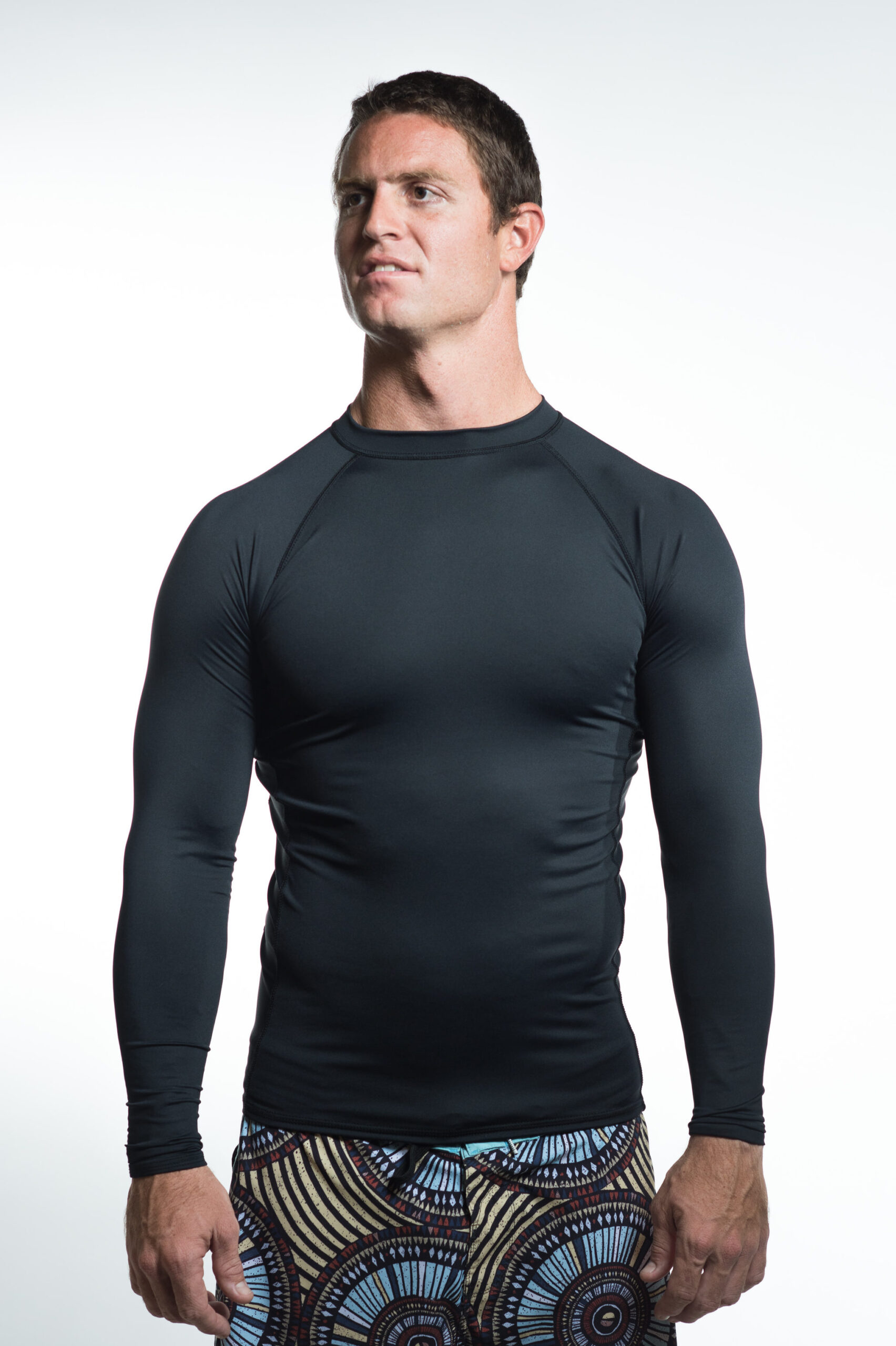UV Protection Shirt Long Sleeve Mens UPF 50 Aqua Design Zip Rash Guard Men 